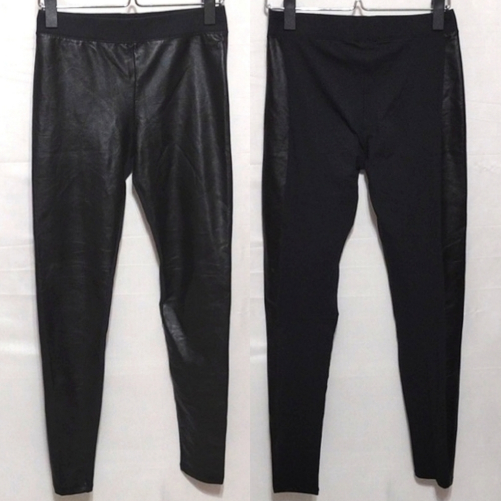 PINK Victoria's Secret Black Faux Leather Leggings XS Stretchy Sexy Night Out